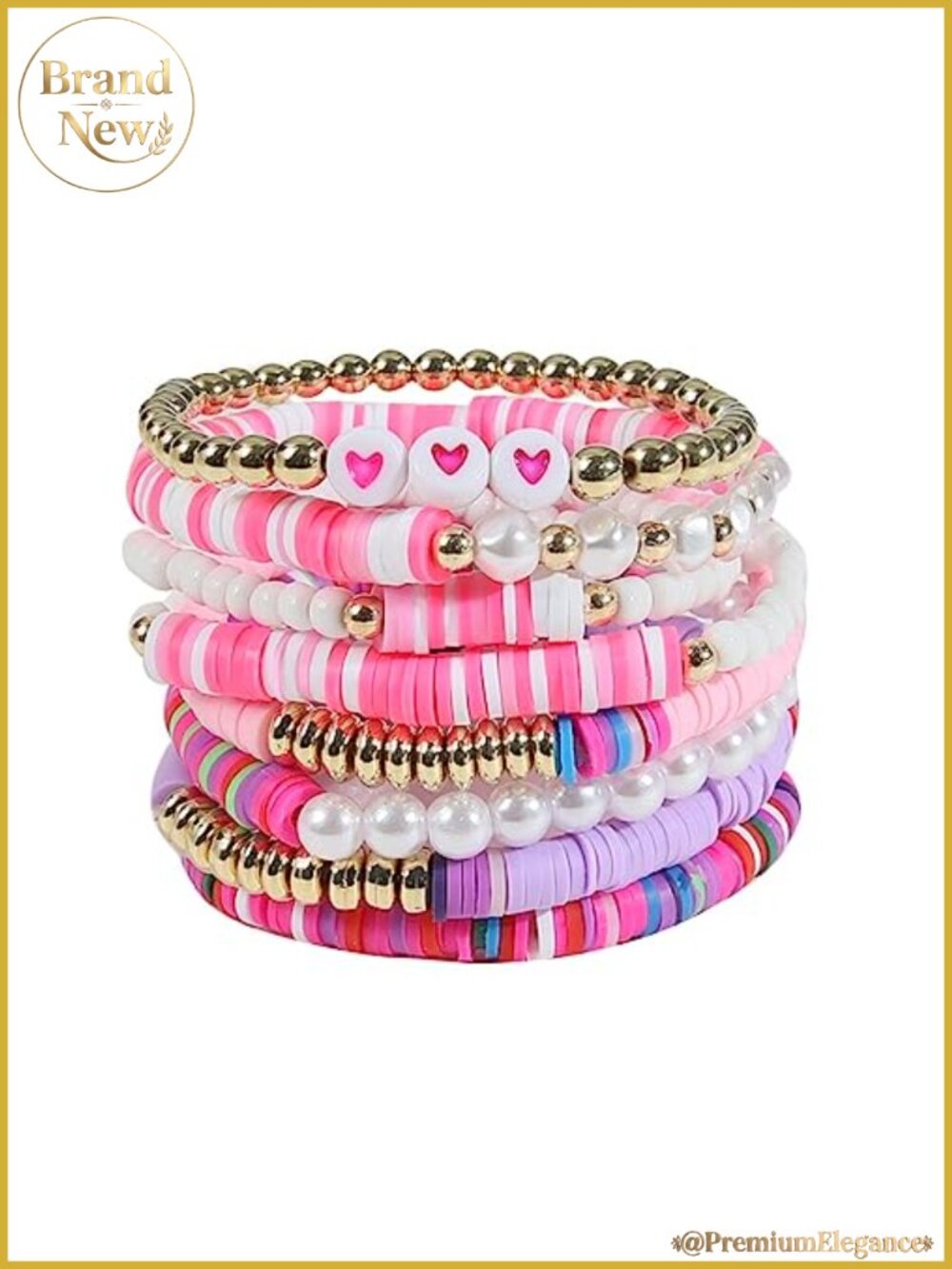 Stackable Stretch Bracelets Boho Surfer Bead Set 8pcs Women Vinyl Disc Jewelry